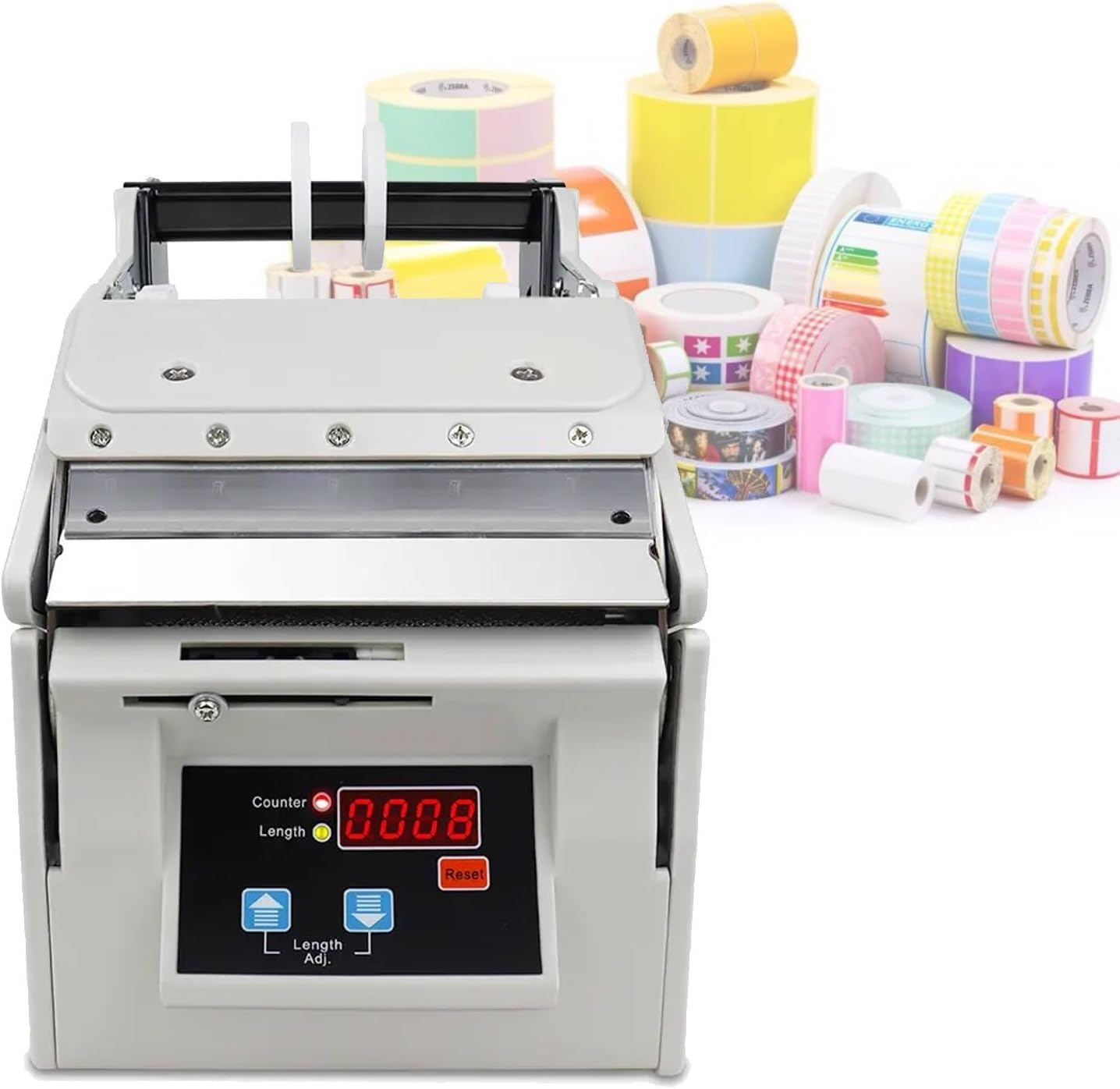 Dispensador de Etiquetas eléctrico con Pantalla Digital, despegador automático Ajustable para Etiquetas Autoadhesivas/Pet/PVC, Ideal para envíos y organización (X-180) (X)