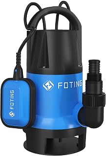 FOTING 900W Portable Submersible Pump for Dirty/Clean Water, Max Flow 14000 L/H Electric Sump Pump with Float Switch, Water Pump for Garden Pond, Pools, Ditches