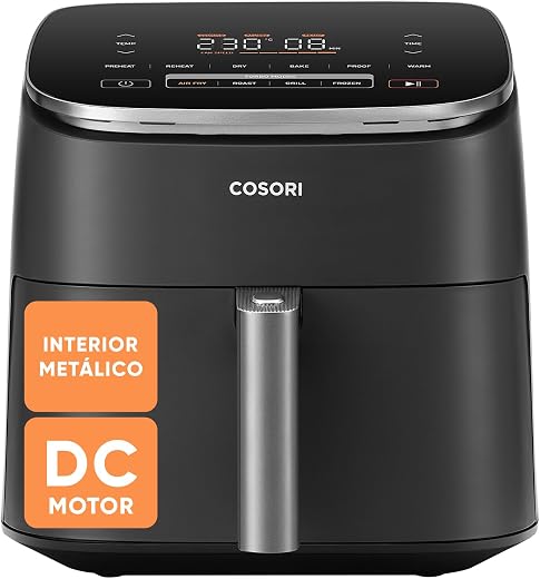 🚫 [CADUCADO] 🔥 Cosori Air Fryer Turbo Blaze 6L, Freidora de Aire sin Aceite 9 en 1, 46% Más Rápida, Temporizador 1min–24H, 30°C–230°C, Airfryer con Motor DC Silencioso, Recetario Incluido, Apto para Lavavajillas