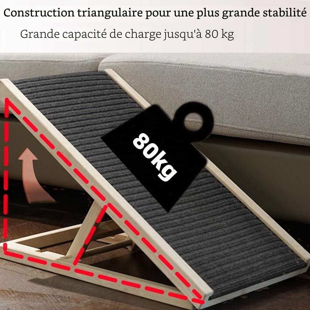 Bois Massif Rampe pour Animal Domestique - Échelle de Voiture - Échelle de sécurité pour Animaux domestiques - Rampe en Bois pour accès à la Surface de l'escalier - Échelle Multifonction pour Voiture