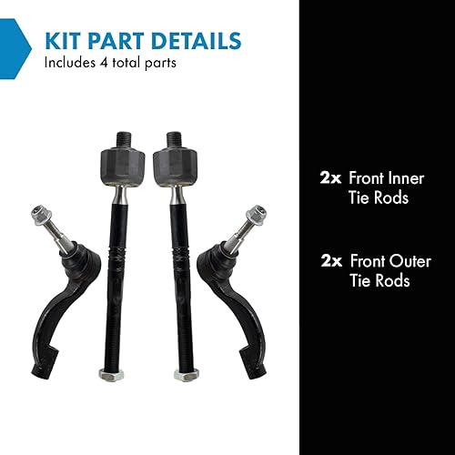 Miniatura 284 de TRQ Juego de varillas de acoplamiento delanteras interiores y exteriores, 4 piezas, compatibles con Chevrolet Cruze 2016-2019 de 16-19 voltios