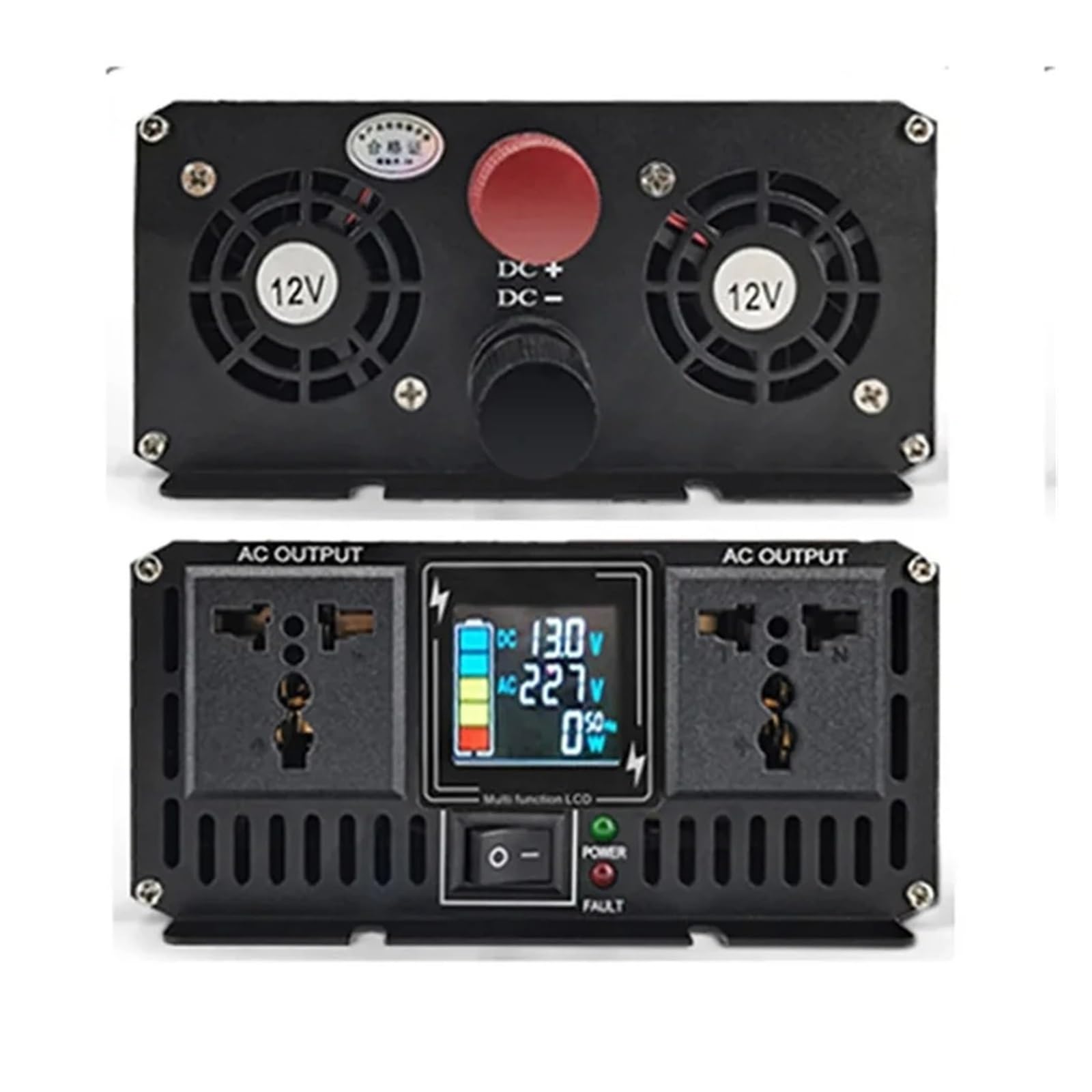 POWERinvert Onduleur Voiture 3000 W À Onde Sinusoïdale Double Prise Écran LCD Convertisseur Tension CC 12 V 24 V vers CA 220 V(12V,110V 60HZ,Universal)