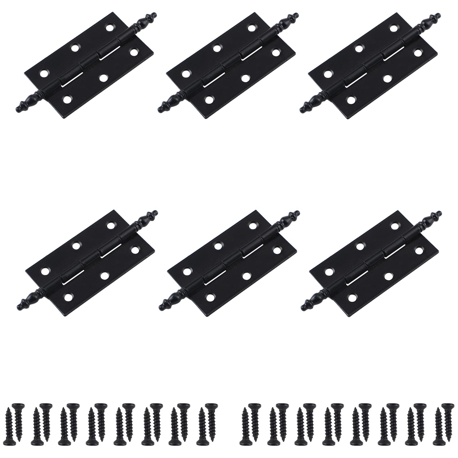 UFURMATE Antique Cabinet Hinges, 6Pcs Antique Decorative Hinges with Ball Ends Cabinet Cupboard Door Hinges Decorative Folding Butt Hinges (Black) — image 1
