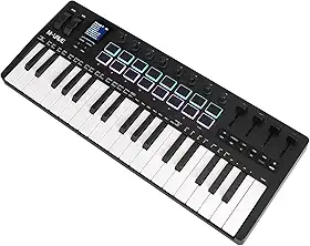 ANVAR M-VAVE Teclado MIDI SMK-37 PRO 37 Teclas Sensíveis com Sintetizador DX-7 FM Integrado, Pads RGB, Arpeggiator, Sequenciador, Conexão USB e Bluetooth para Produção Musical, Home Studio e ao Vivo