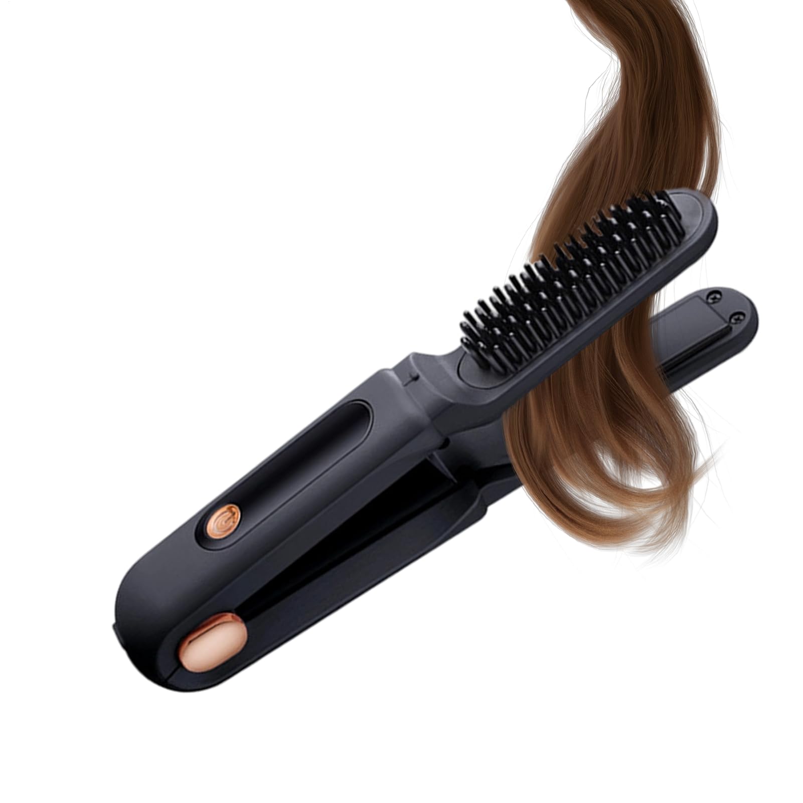 Plancha Alisadora De Pelo Cepillo Rizador Recargable 2 en 1 con Pantalla | Plancha Inalámbrica con 3 Ajustes de Temperatura para Hombre Mujer Pelo Corto Largo Rizado Ondulado Playa Viaje
