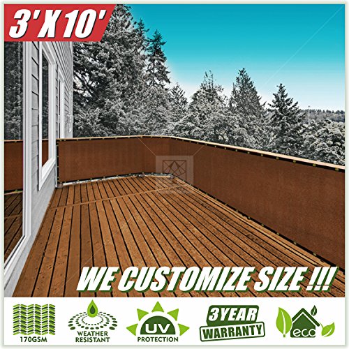 ColourTree 3' x 10' Brown Balcony Railing Shade Fabric Deck Fence Privacy Screen
