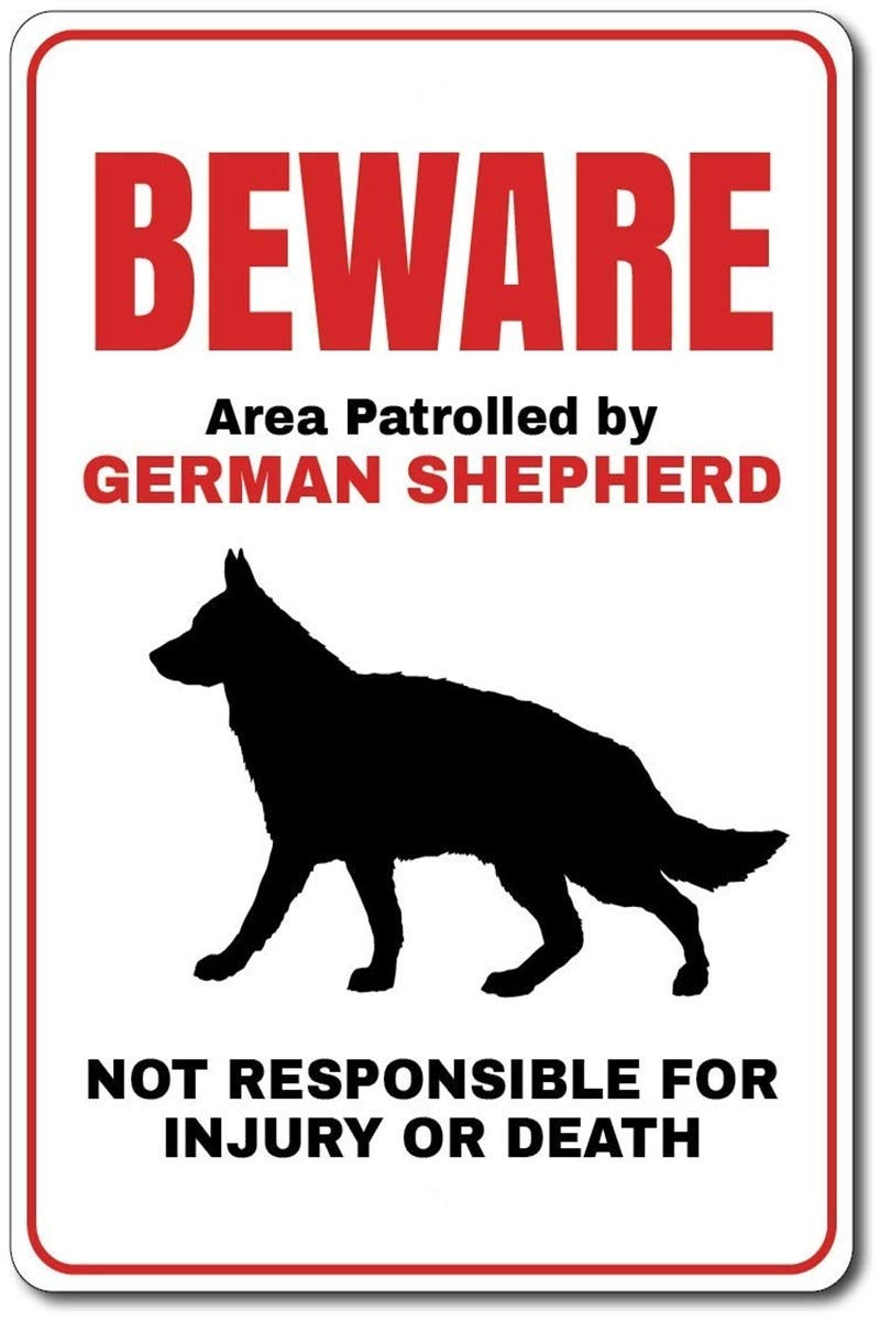 AVIGOR Metal Sign German Shepherd Sign Beware German Shepherd Tin Sign German Shepherd Gift German Shepherd Decor German Shepherd Owner Sign Beware Dog Sign Quality Metal Tin Sign 8x12 Inch/20x30 cm