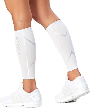 2XU Compression Calf Guards, White/White, Medium