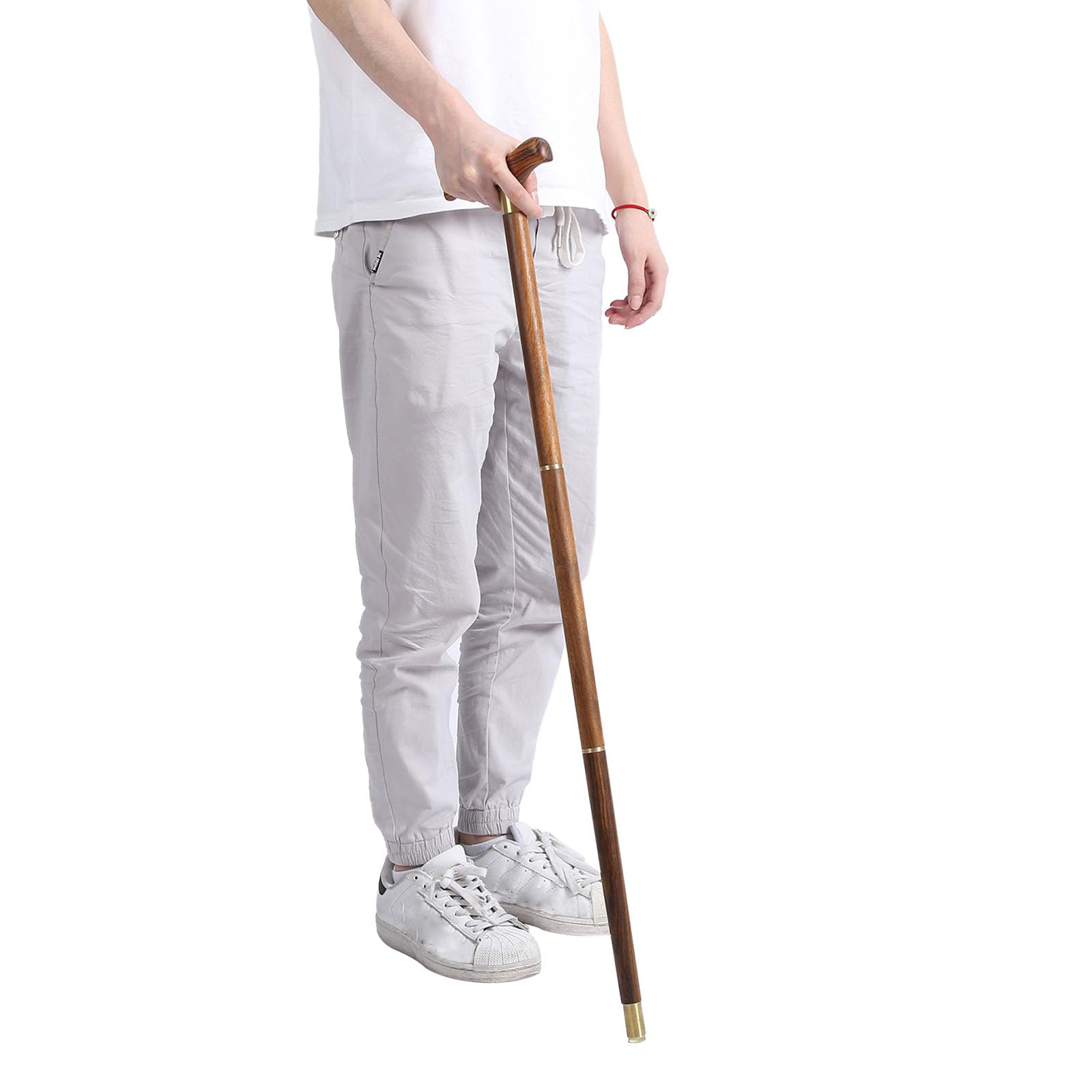 Bastone da Passeggio Pieghevole Professionale, Bastone in Legno di Ebano con Manico a T, Bastone da Passeggio Pieghevole per la Vita Quotidiana per la Mobilità degli Anziani 34,3 Pollic