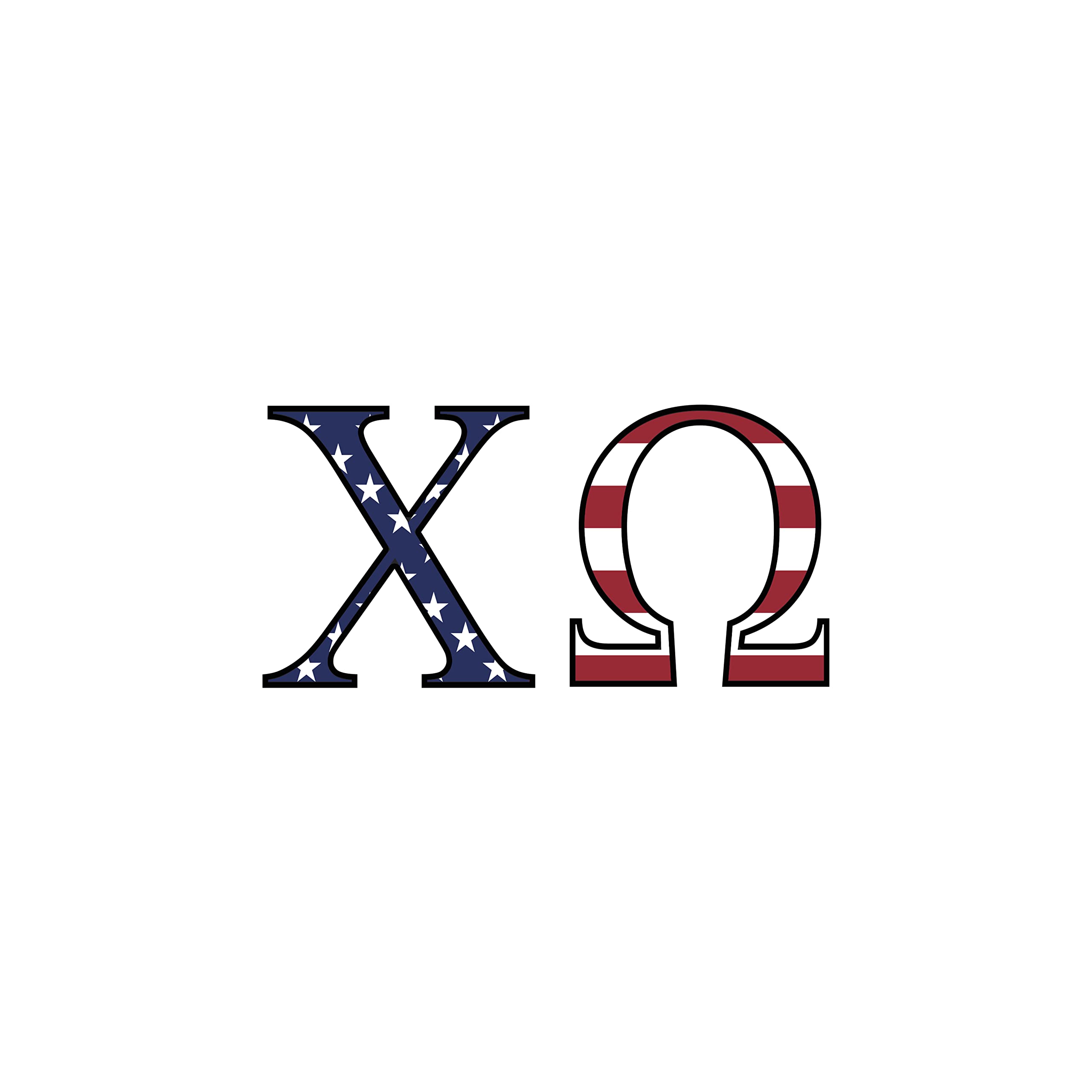 Chi Omega Greek Sorority Sticker Decal, 6,3 cm di altezza, bandiera americana