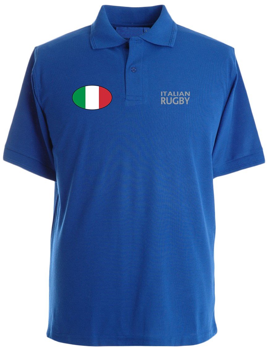 Swagwear Men's Royal Blue, Royal Blue Embroidered Italian Premium 210G Rugby Italy Unisex Polo T-Shirt 6 Colours (Xs-4Xl)