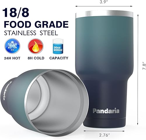 Miniatura 4 de Vaso de 30 onzas con tapas y pajitas, 100% a prueba de fugas, taza aislada con pajilla, vaso de acero inoxidable con recubrimiento de polvo de doble