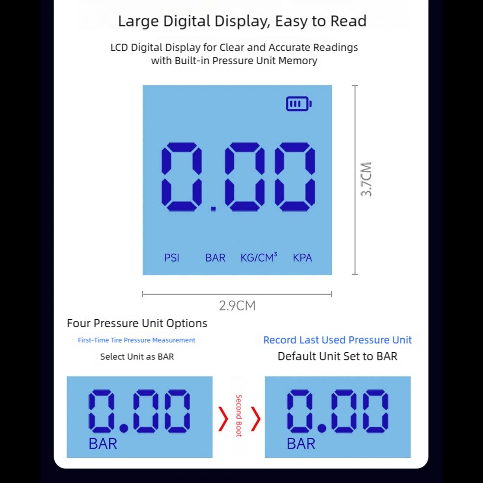 Manomètre numérique portable avec affichage LCD précis 0,35-16 bar 0,5-230 psi, détecteurs de pression des pneus en alliage