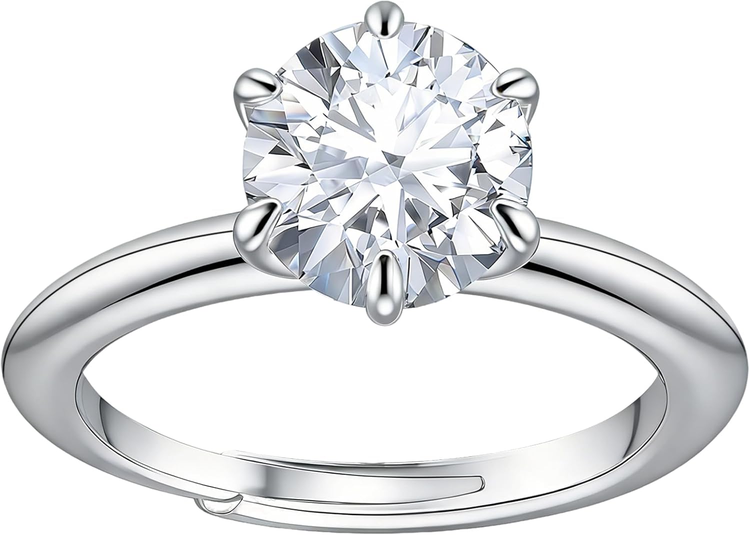 Solitaire Moissanite Engagement Ring, Round Cut 2.5 carat Wedding Ring, 925 Sterling Silver Craftsmanship with 14K white gold plating Promise Ring for Women—Wedding & Anniversary Jewelry Gift Adjustable Ring 4-10