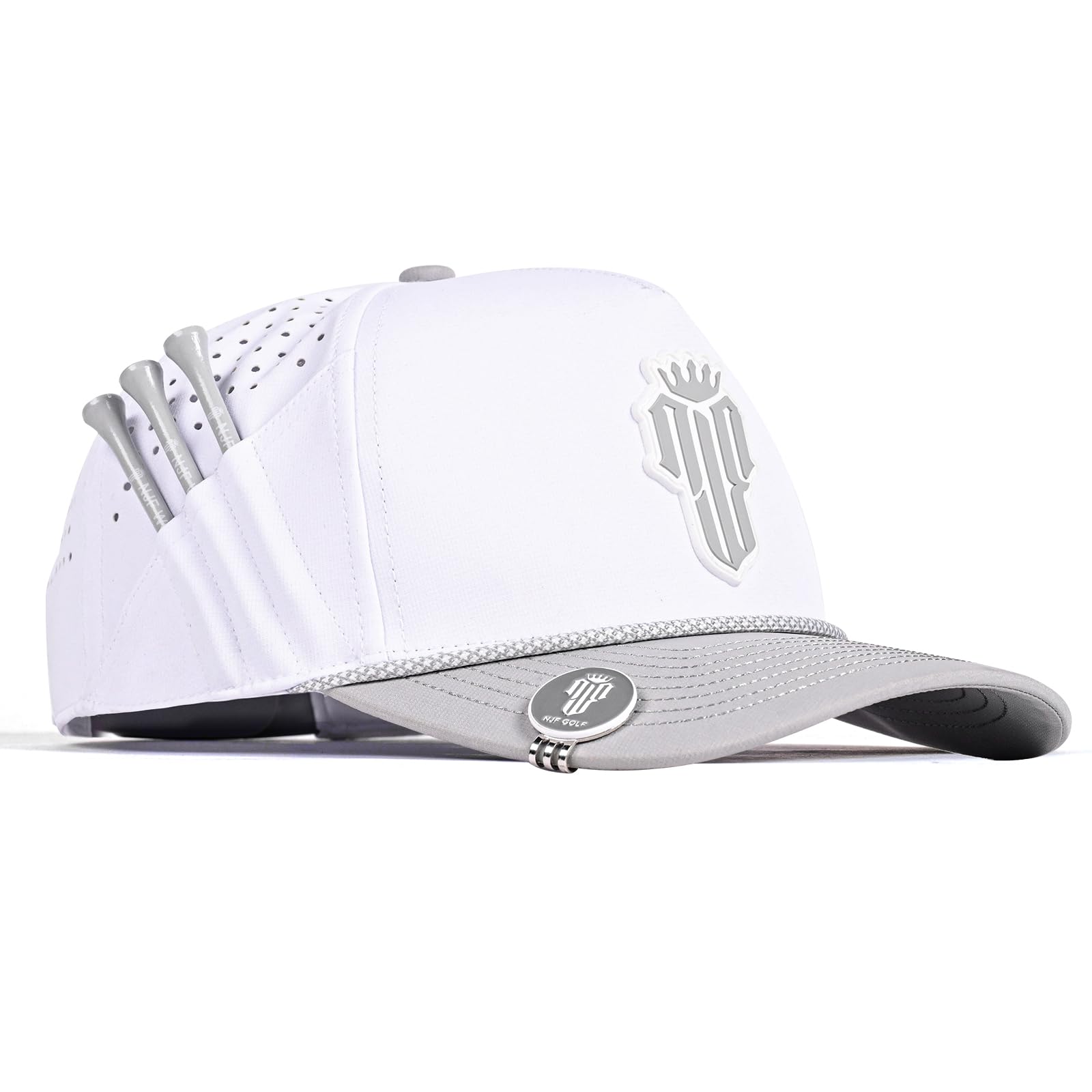 Structured Mens Golf Hat with Tee Holder & Magnetic Ball Marker | Breathable Performance Snapback Cap | Water-Resistant Athletic Sports Gear | Adjustable Premium Golf Hat