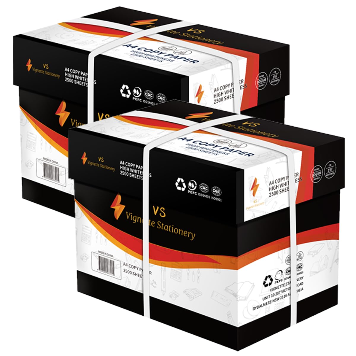 Vignette Stationery 80GSM 5000 Sheets A4 Copier Paperaustralia 10 Ream 500 Sheets per Ream White Fast Printing 125 Sheet