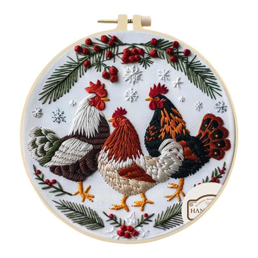 LYEAA Winter Cotton Stamped Embroidery Cross Stitch painting Kit 25x25cm DIY Needlepoint for Beginners