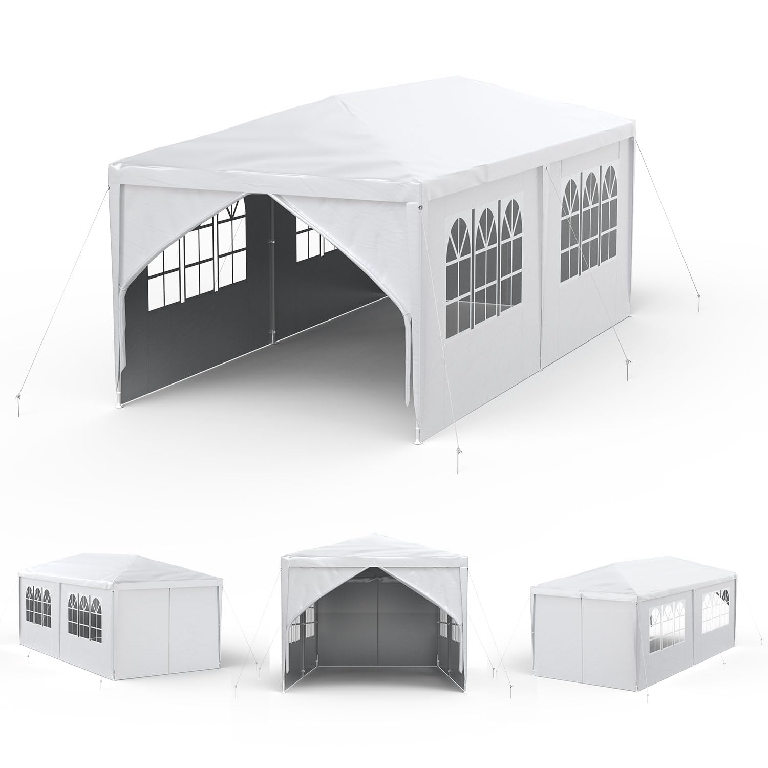 Outsunny tuinpaviljoen 5,85 x 2,95 m, vouwtent met UV-bescherming, feesttent, biertent met zijwanden, ramen, deuren met ritssluiting, voor balkon, staal, blauw