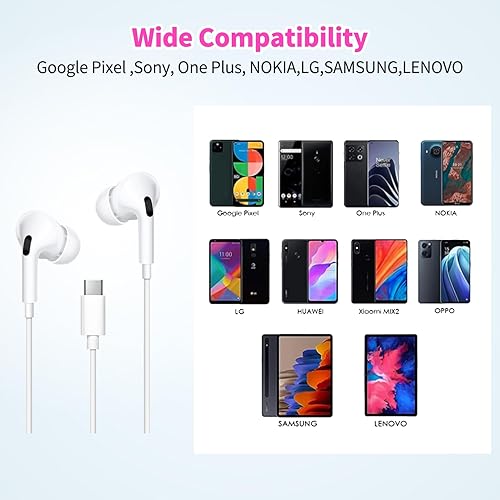 Miniatura 3 de Auriculares USB C, auriculares tipo C con cable para iPhone 15 PlusPro Max con micrófono y control de volumen, aislamiento de ruido estéreo de alta