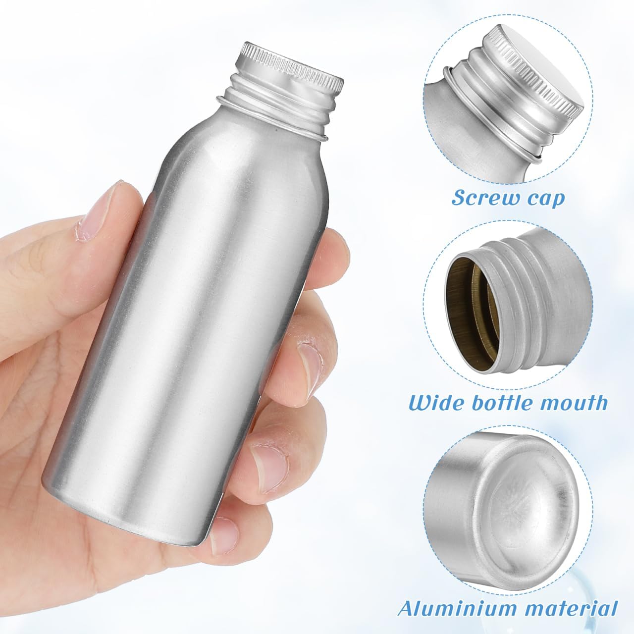 Gatuida 3 Sets Aluminum Bottles 100ml Empty Refillable Essential Oil Bottles with Screw Lids Leak Proof Travel Containers for Perfume Shower Lotion image 5