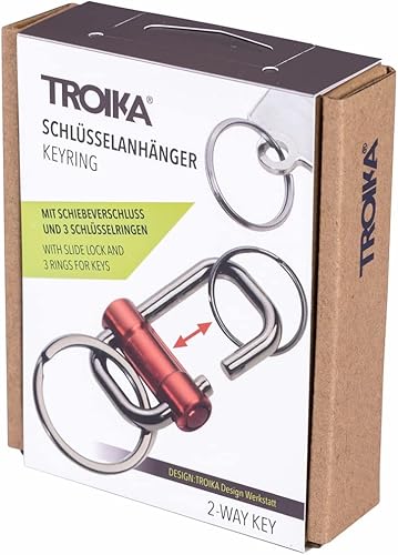 Miniatura 6 de TROIKA LLAVE DE 2 VÍAS - KR22-09RD - Llavero con 3 anillos para llaves en 2 tamaños - Cierre deslizante para facilitar la organización de las llaves