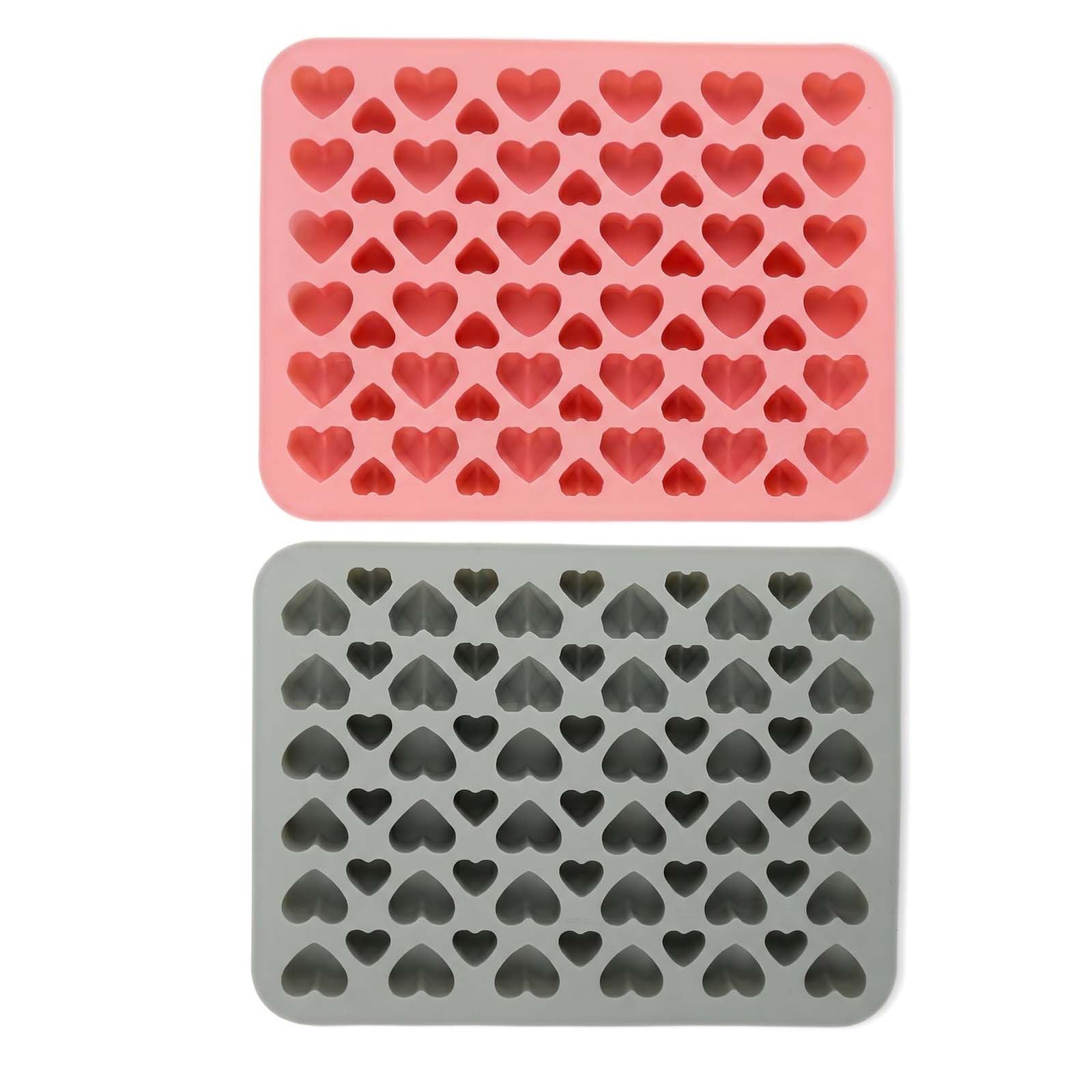 2pcs Silicone Moulds for Wax Melts and Chocolate, Mini Heart Shaped Gummy Candy Molds, Non-Stick Jelly Ice Cube Tray for Baking, Valentine's Day Cake Decoration