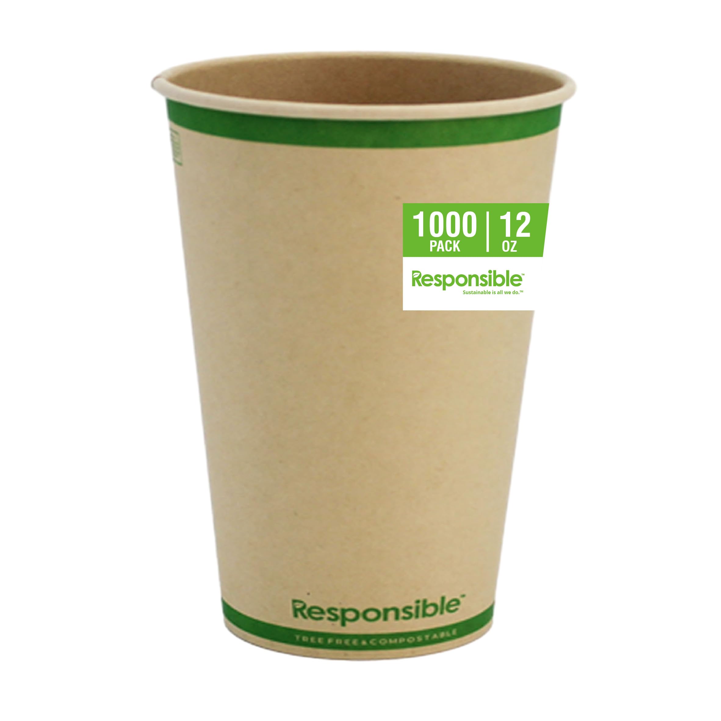 Responsible Products 12 oz (1000 Count) / Natural Brown / Casual Cups