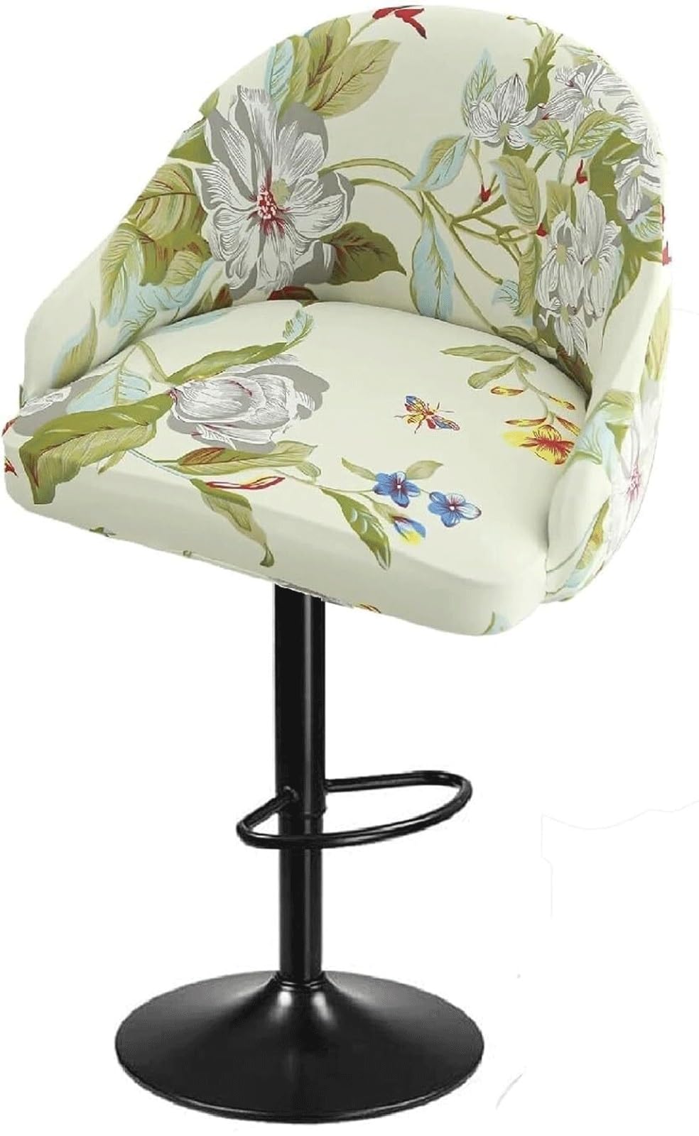 SDNAM Pub Bar Counter Stool Chair Covers with Back and Arms Set of 4/2/1 Stretch, Swivel Curved Kitchen Barstool Chair Cover Curved Back Bar Stool Slipcovers with Arms(H2,1PC)