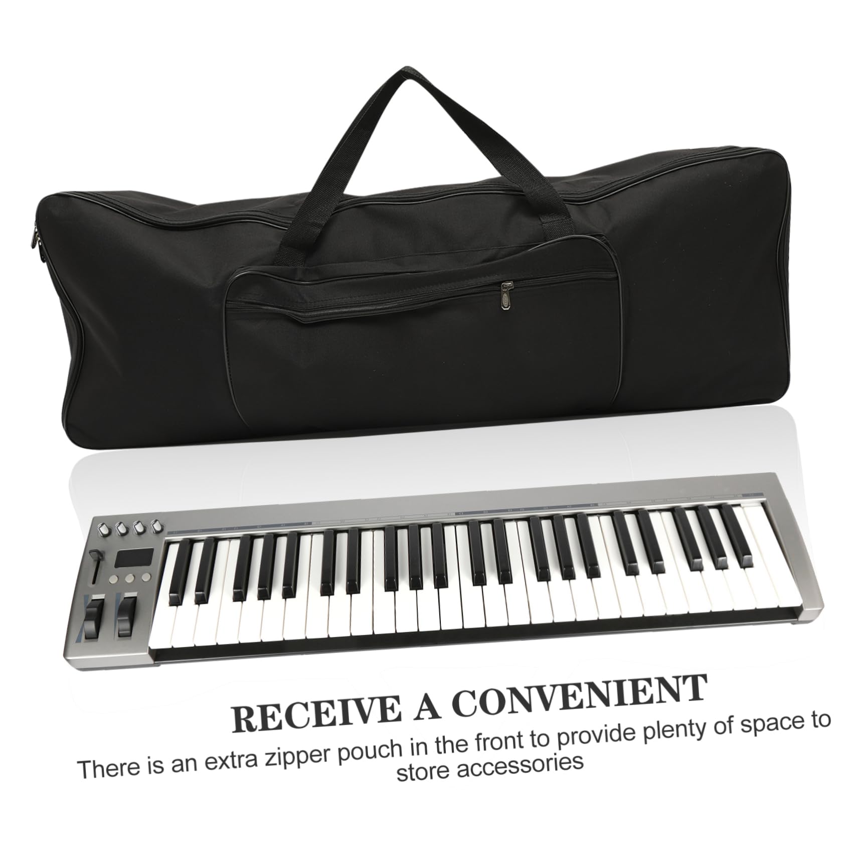 Borsa per Tastiera Elettronica 61 Tasti Nera per Trasporto | Oxford 600d, Pieghevole e Portatile, Tasca Accessoria, Uso Performance e Outdoor