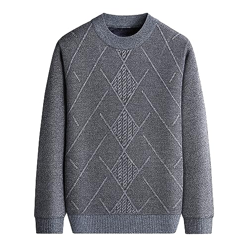 Mens Winter Jumpers, Pullovers for Men Uk, Men's Jumper Crew Neck Cable Knit Jumpers Long Sleeve Casual Patterned Pullover Sweater Vintage Soft Classic Work Casual Jumpers