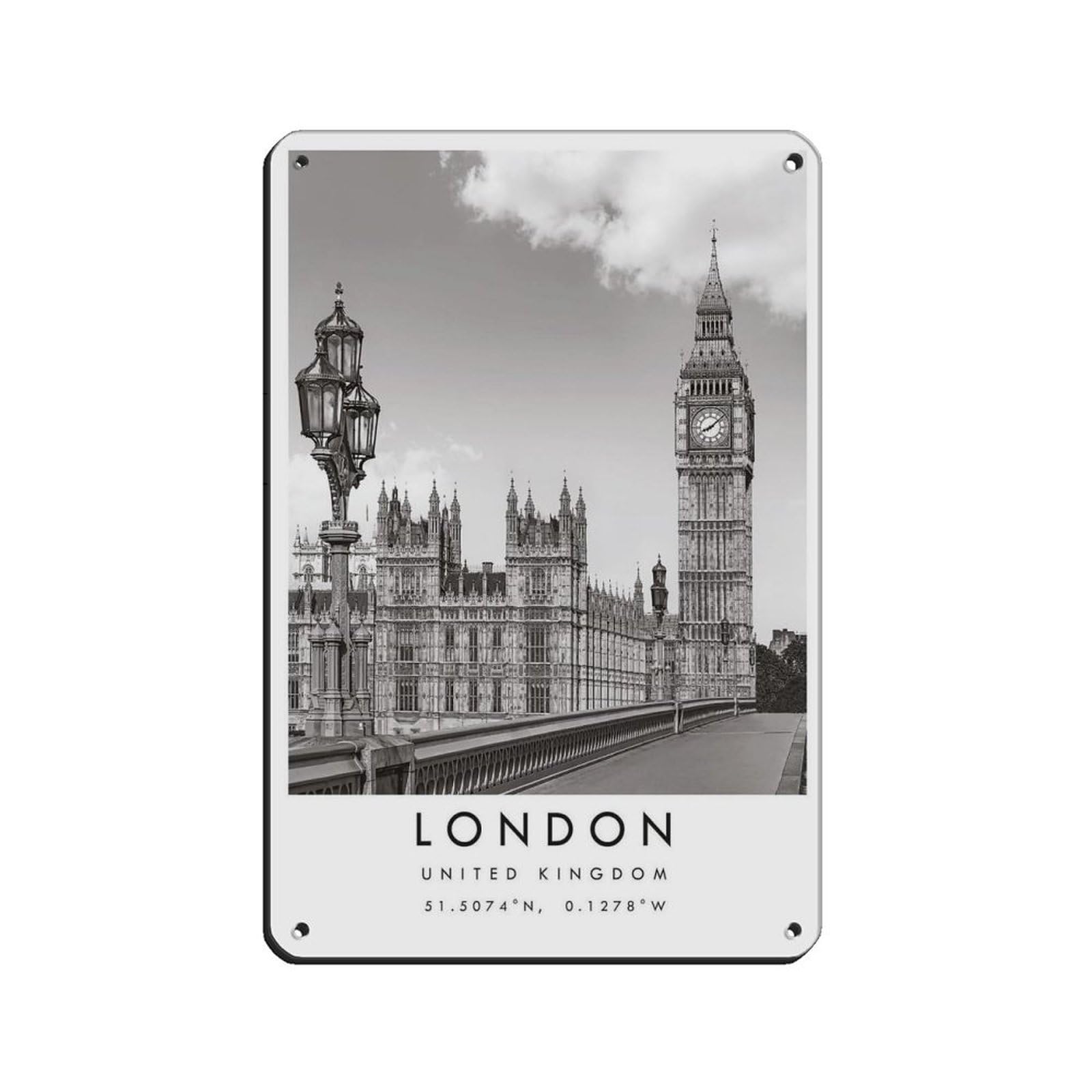 London Travel, London Poster Retro Poster Metal Tin Sign Chic Art Retro Iron Painting Bar People Cave Cafe Family Garage Poster Wall Decoration 8x12inch(20x30cm)