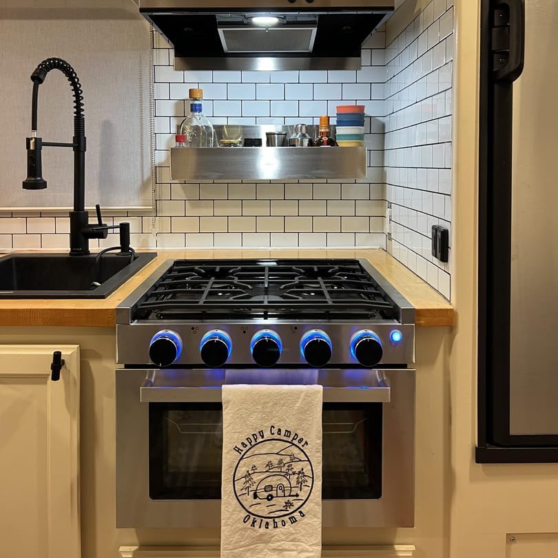 RecPro RV Stove , 21" x 17" Cooktop , 17" Tall Gas Range , 3 Burner , 1.8 Cu. Ft , 7100 BTU , Black or Silver Finish , Optional Vented Range Hood (Stainless, With Range Hood)