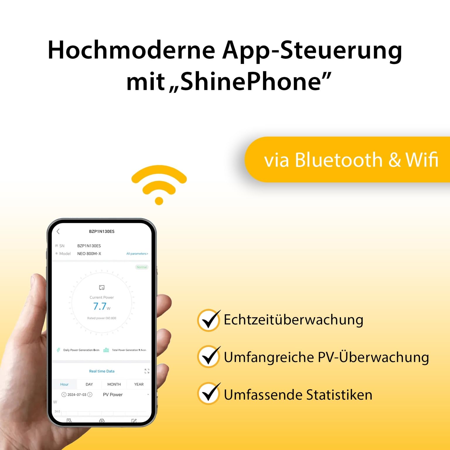 VALE Balkonkraftwerk Bifazial 900 Wp Full Black - Growatt Neo 800M-X Wechselrichter - Solarpanel Set - 5m AC-Kabel - inkl. App-Steuerung