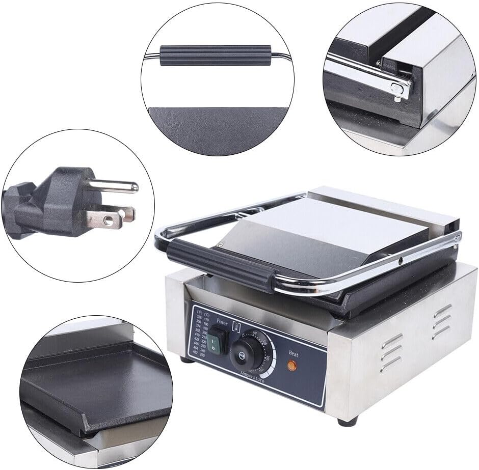 Commercial Sandwich Panini Press Grill 110v Cooking Grill Sandwich Maker And Steak Combination Platen Pickpocket Flat Non-Stick Portable Burger Maker Suitable For Family Restaurants And Cafes