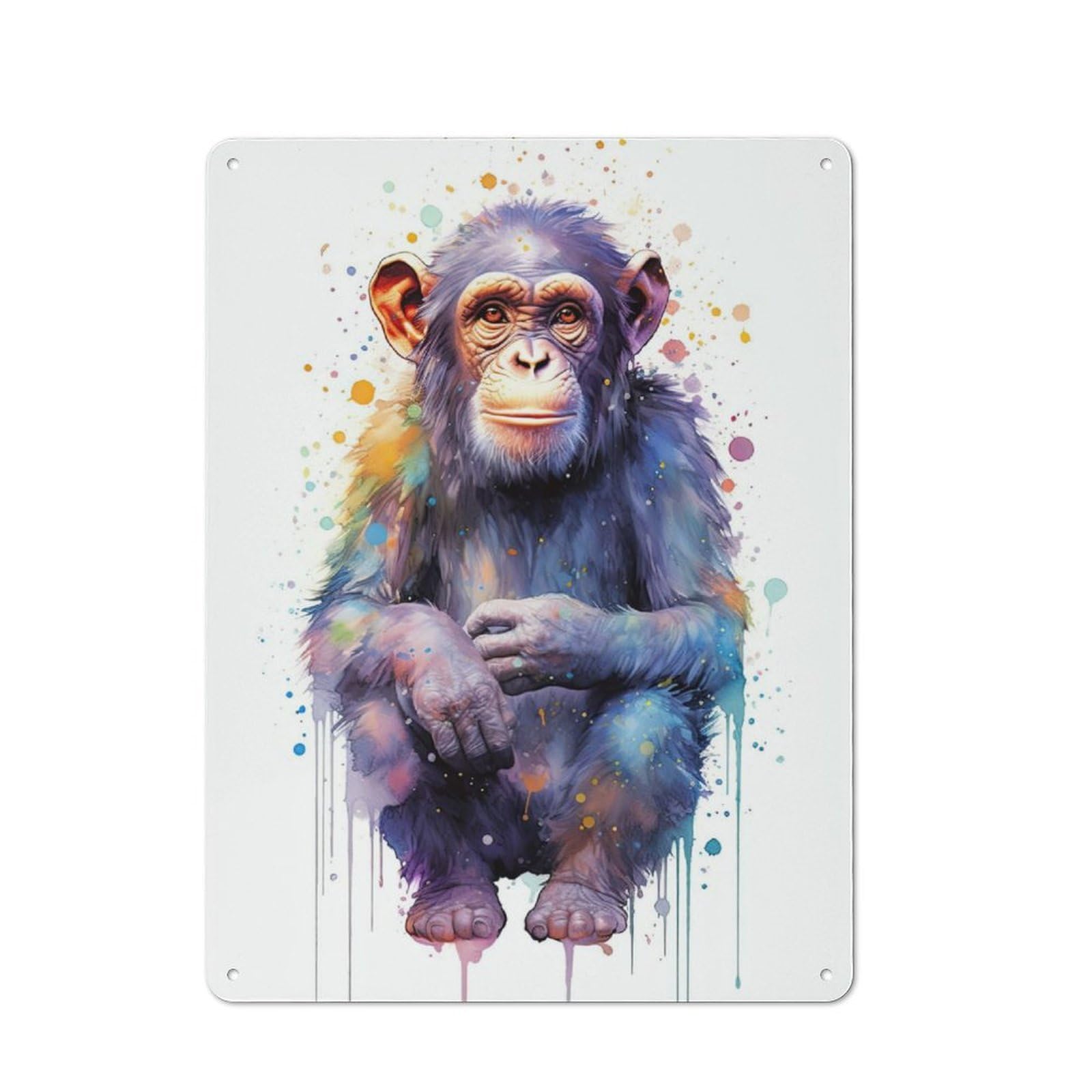 Junmoney Watercolor Monkey Painting Vintage Metal Plaque 40X30cm For Man Cave Or Games Room, For An Autumn Update To Man Cave And Games Room
