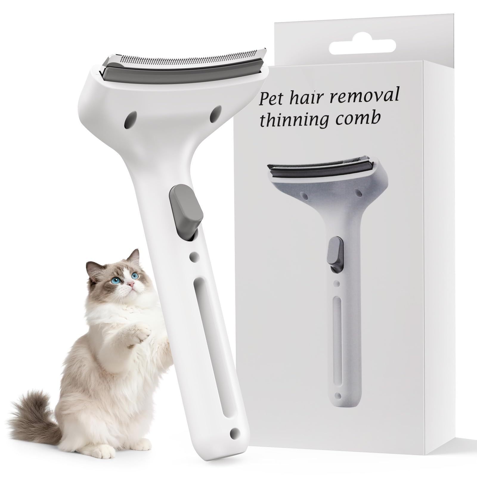 Zivacate Cepillo para Gatos y Perros, Botón de Autolimpieza, Elimina Pelo Muerto y Subpelo, Diseño Minimalista, Cepillo Gatos, Ideal para la Muda del Pelaje