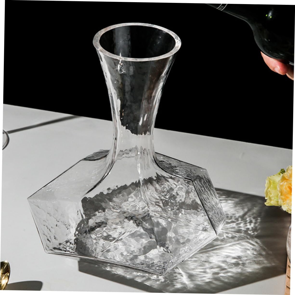 LIFKOME Decanter per Vino in Vetro, Forma Geometrica, per Ristoranti e Bar, Conservazione a Termine, Piacevole al Tatto, Design Semplice e Raffinato