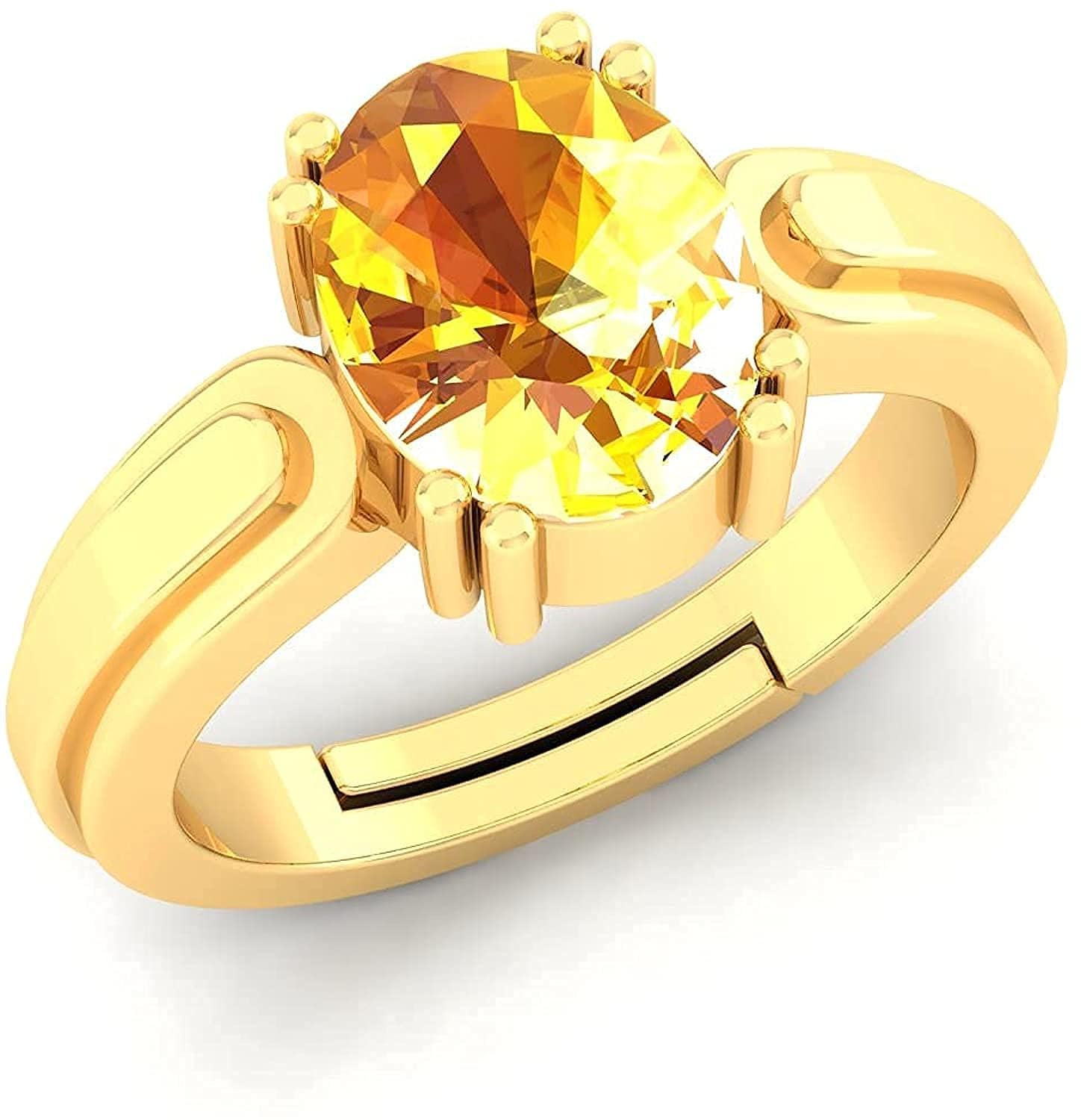 Men's and Women's Certified 5.25 Ratti Pukhraj Guru Graha Rashi Ratan Panchdhatu Natural Yellow Sapphire Gemstone Ring Anguthi for Astrological Purpose-image-19