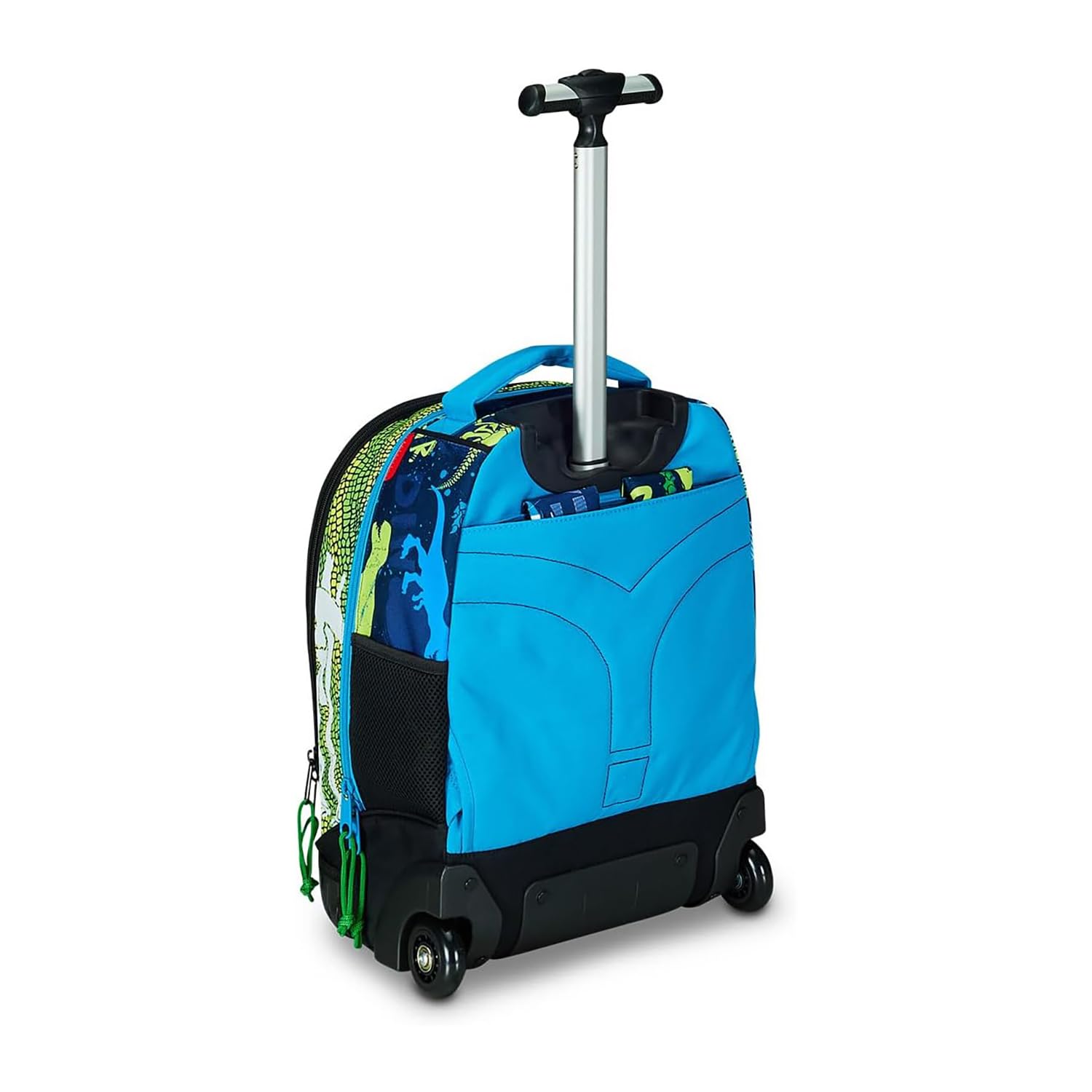 Mitama Wózek do biegania Fluo Rex, podwójny przedział, niebieski i zielony, szkoła podstawowa i wypoczynek, chłopiec, czarne, Taglia unica, trolley