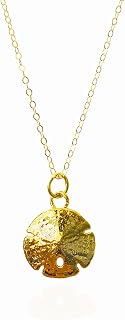 Genuine Gold Sand Dollar Necklace for Women, Real Sand Dollar Necklace, Gold Dollars, Gold Filled 22k Sand Dollar Necklace on a 14k Chain, Ocean Jewelry, Beach Jewelry