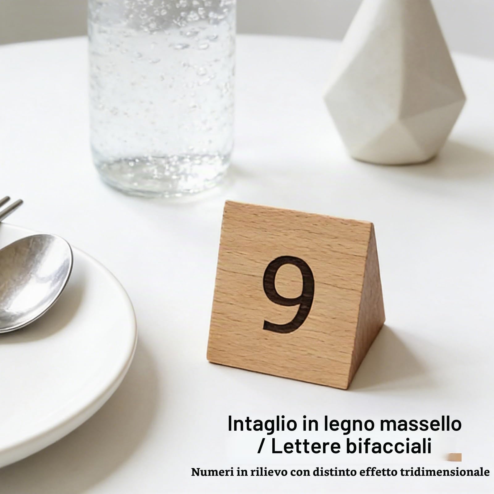 Segnatavolo Numerato in Legno 60mm x 50mm per Ristotante, Confezione da 10 1-10/11-20... Supporti per Numeri da Tavolo in Legno, per Matrimoni, Ristoranti, Bar(Light Wood,31-40)