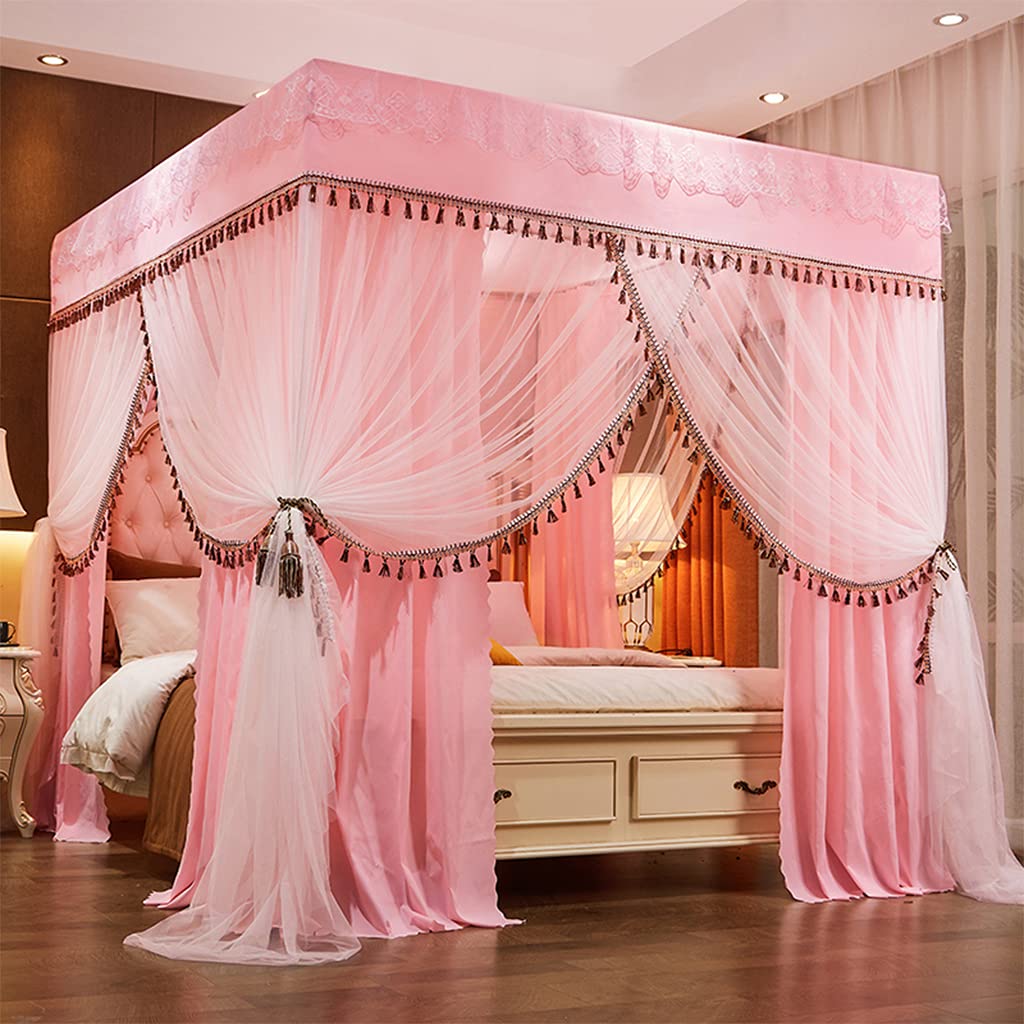 Princess 4 Corner Post Bed Canopy and Cute Mosquito Net for Girls Bed Adult Bedroom Kids Rooms,Curtain Net for Twin/Full/Queen/King Size Bed