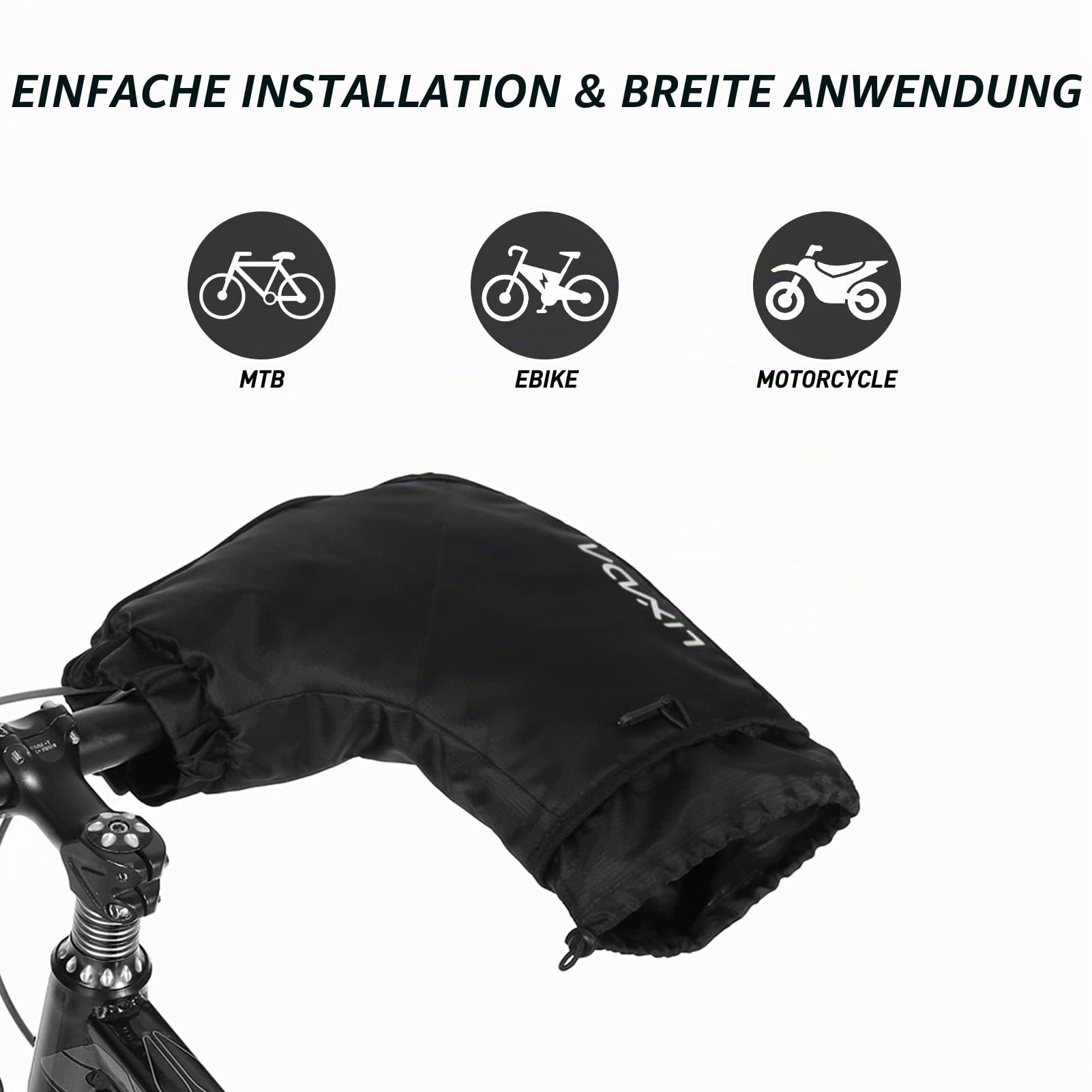 Lixada Handwärmer Fahrradlenker Lenkerstulpen Lenker Winddicht wasserdichte Winter Fahrradhandschuhe Einfach zu tragen für MTB/Elektrofahrräder/Motorrad/Fahrrad