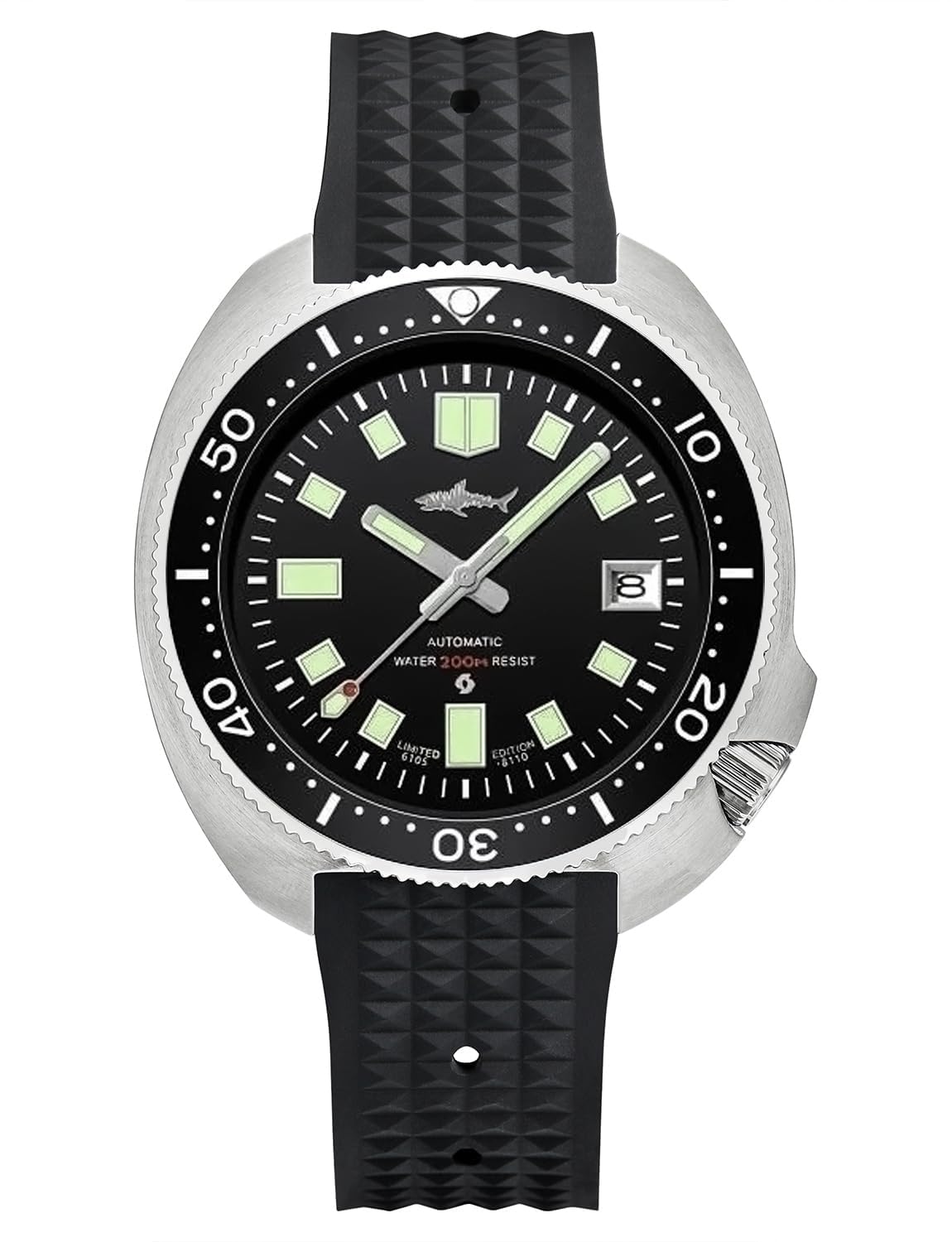 Heimdallr 44mm Stainless Steel Mens Automatic Watch, Sapphire Crystal NH35A Movement Dive Watch Luminous C3, 200 Meter Water Resistant