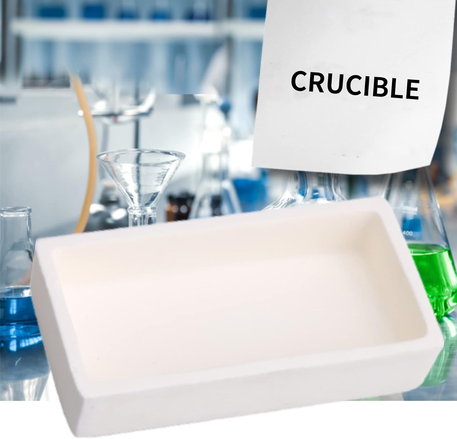 BQLZR Alumina Ceramic Crucible Holder Rectangle 3.15x1.57x0.71" 50ml Pack of 3