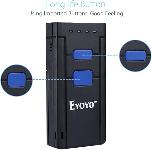 Miniatura 8 de Eyoyo Mini escáner de código de barras inalámbrico 1D Bluetooth, Bluetooth 3 en 1 y conexión inalámbrica y cableada 2.4G, lector de código de barras