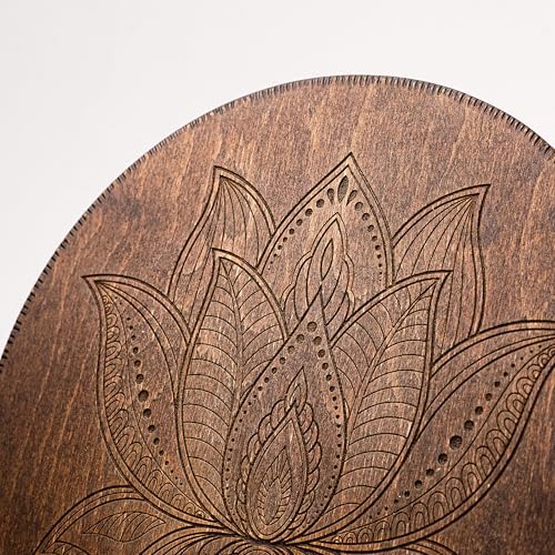 Nazar Drums Rain-Fall Disc, 8.6 Inch (22 cm) Wooden Ocean Drum, Gentle Rain Sound for Sound Bath, Meditation & Sound Healing, Elephant & Lotus Design by Nazar Drums - Used condition - Image 4