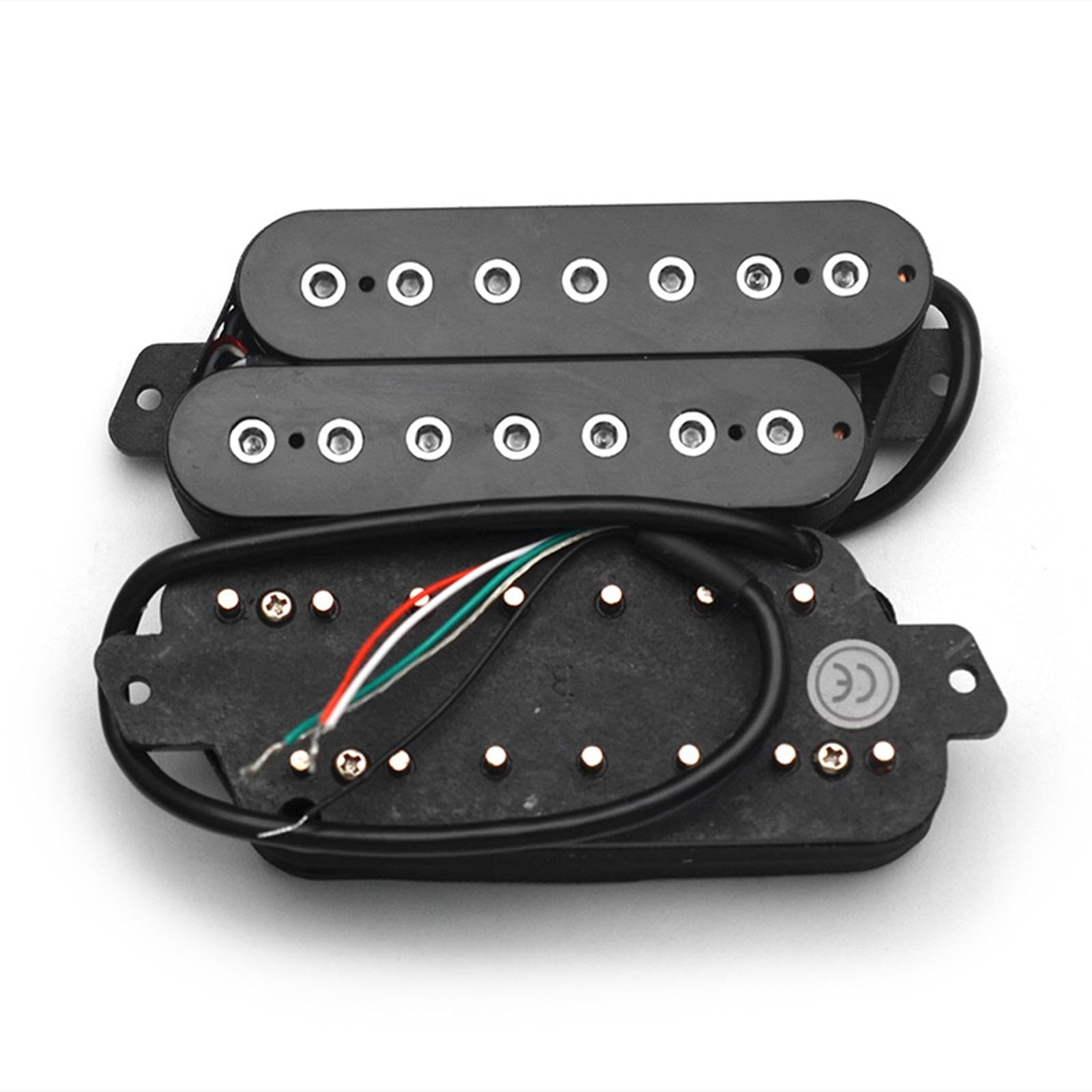 Gitarrentonabnehmer 7 Saiten Humbucker Prewired Doppelspule Ersatzteil Zubehör PP Material für Musiker Studio Heimgebrauch, Schwarz Silber 50 Mm