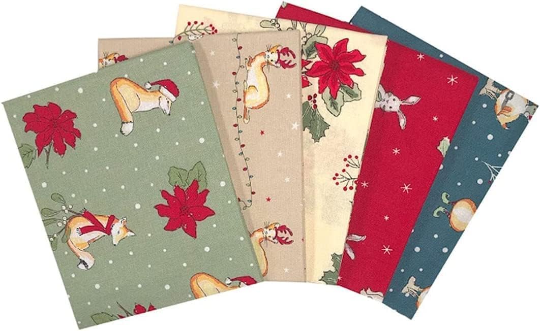 The Craft Cotton CoAmazing Christmas Fat Quarters Collection (45cm x 55cm) (100% Cotton Fabric - Ideal for Christmas Projects, Quilting, Bunting) (Christmas Critters)