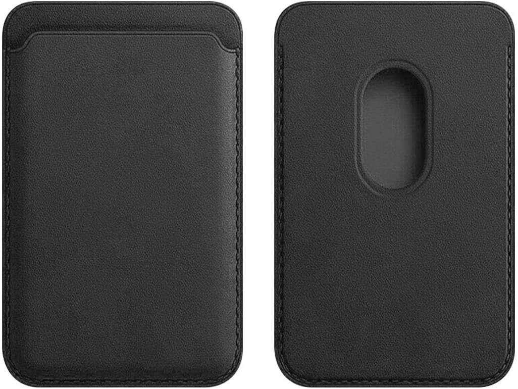 Compatible with iPhone 12/Pro/Max/Mini Leather Wallet Card Holder & Magnetic Clear Phone Case Cover (iPhone 12 Mini, Black)